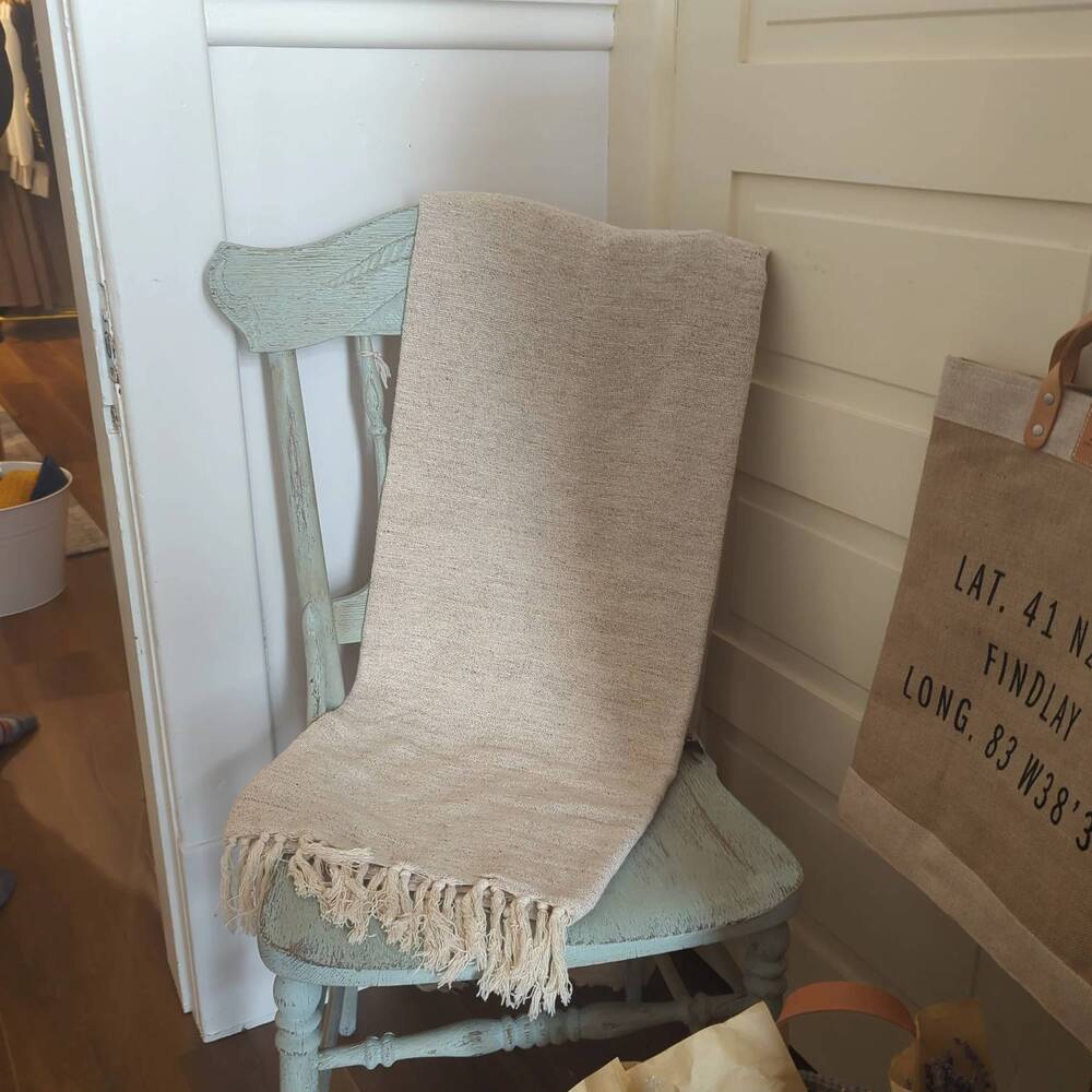 NEW CREATIVE CO-OP lightweight wool throw in sand